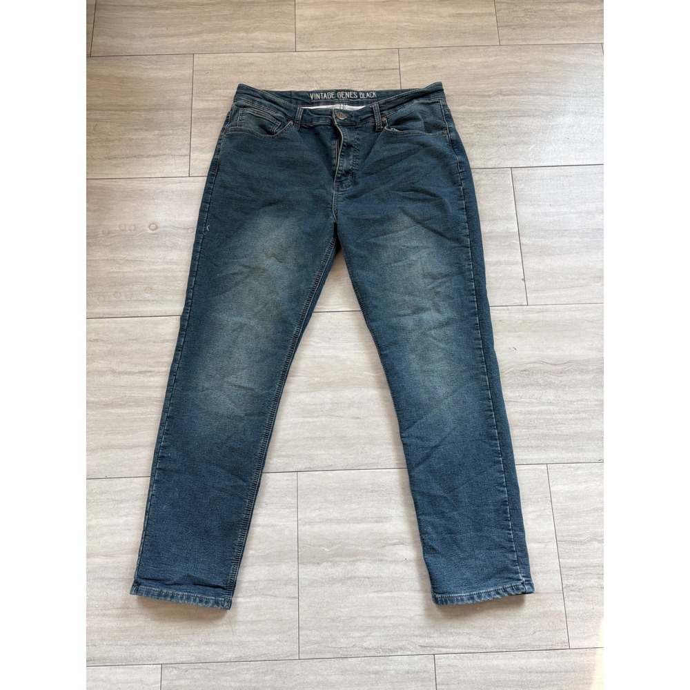 Vintage Genes Black Mens Slim Fit Jeans Blue Stretch Denim 36x30 W36 L30